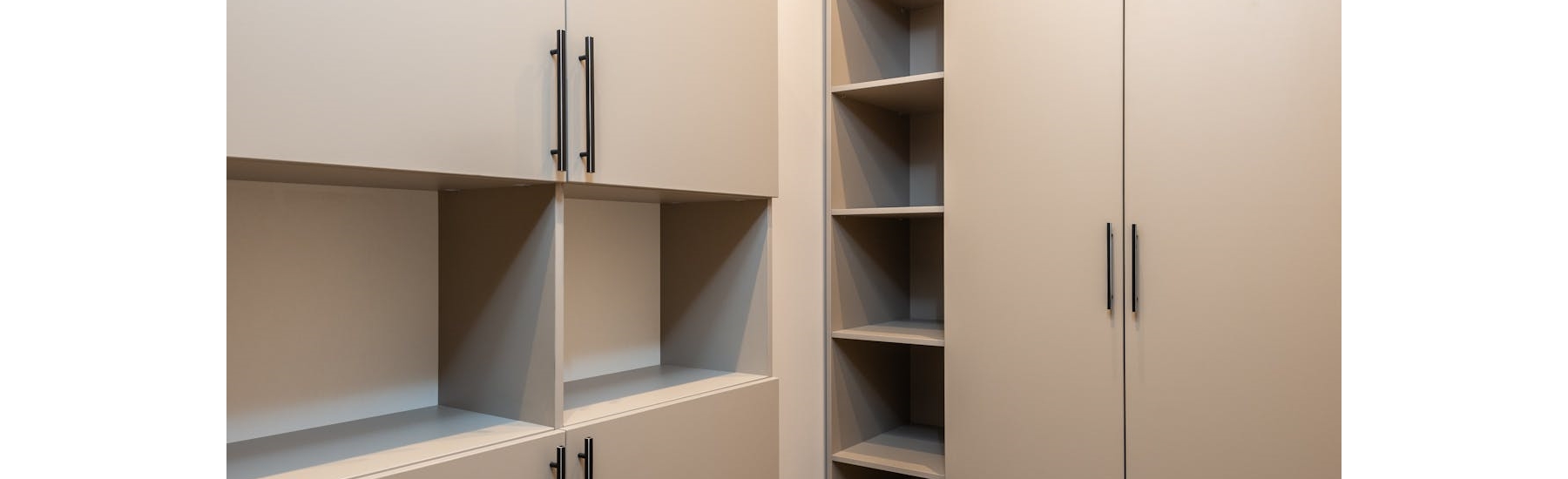 Newly installed cupboard doors with a clean modern finish